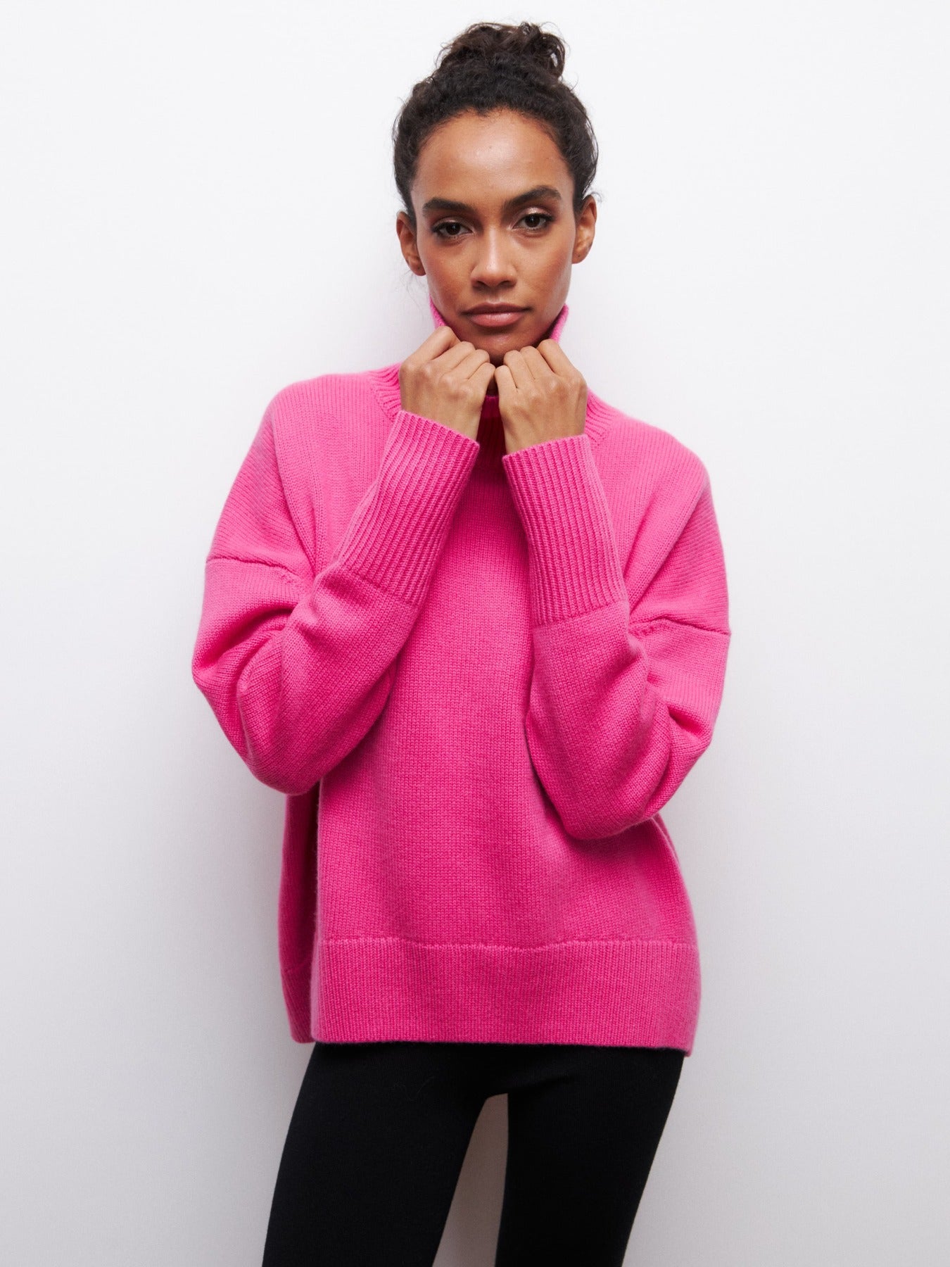 Roze oversized trui met col