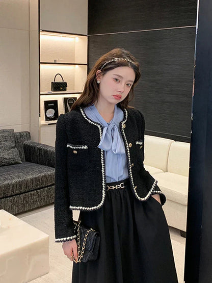 Florene - Tweed blazer - vintage stijl met franjes