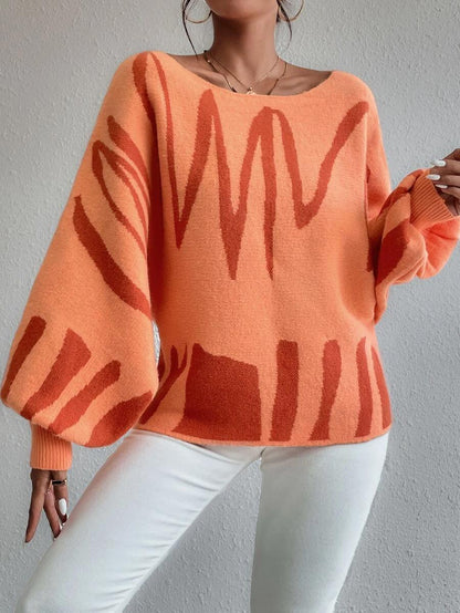 Oranje oversized trui met pofmouwen