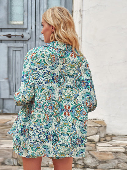 Two piece set met blauwe print