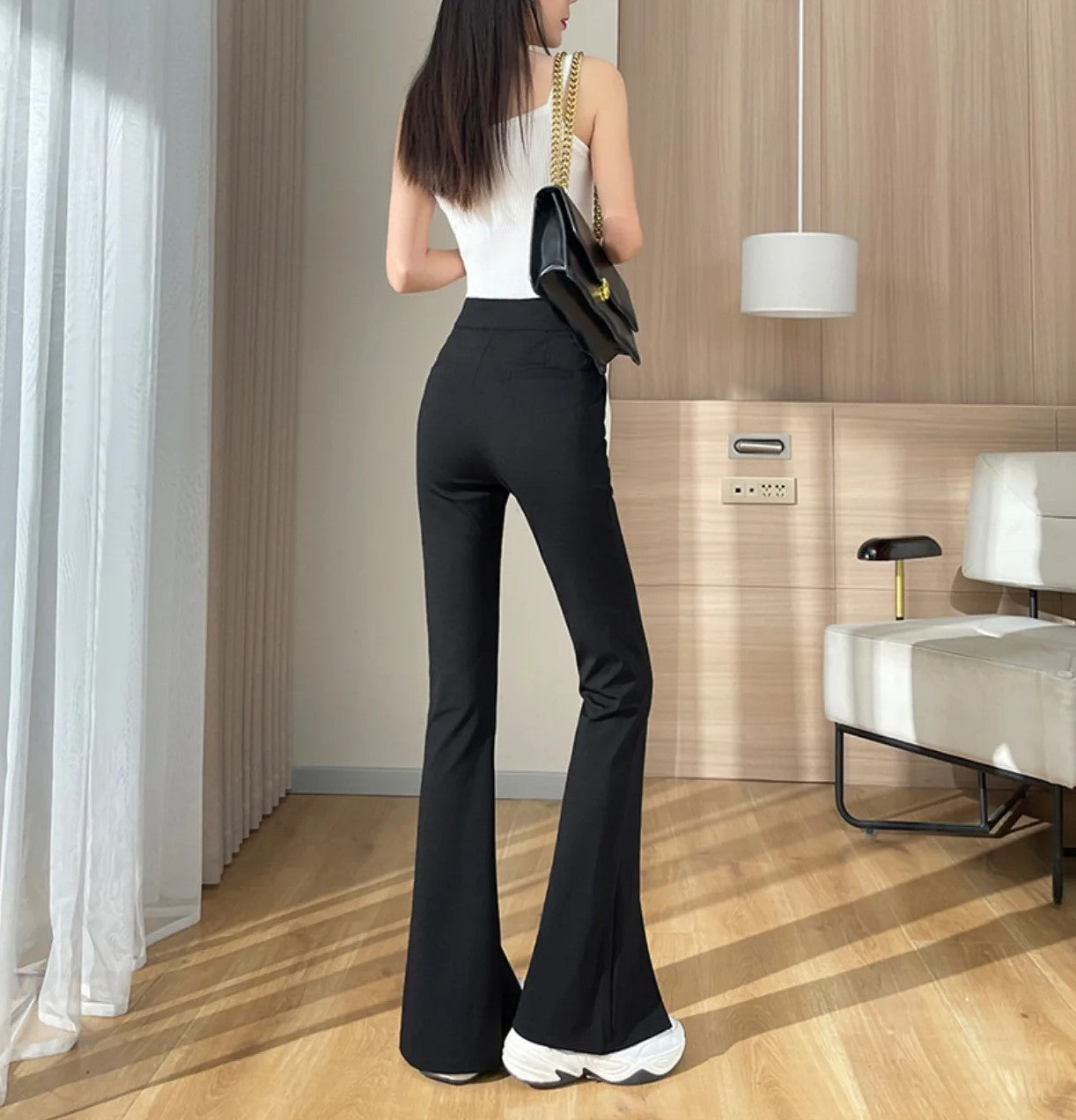 ModeParisienne® Nienna - Zwarte Broek met Split in Grote Maten