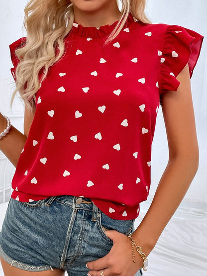 Mouwloos blouse met hartjes