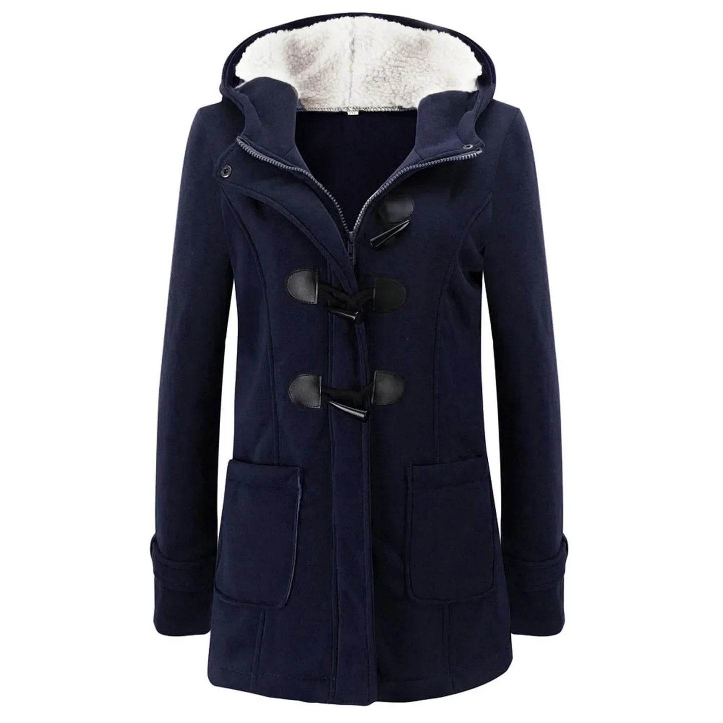 Nadine Mantel | Casual Retro lange wollen winterjas met capuchon voor dames