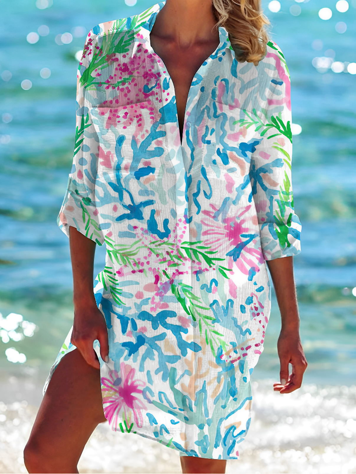 Mollie - Button-down lange bluse dames