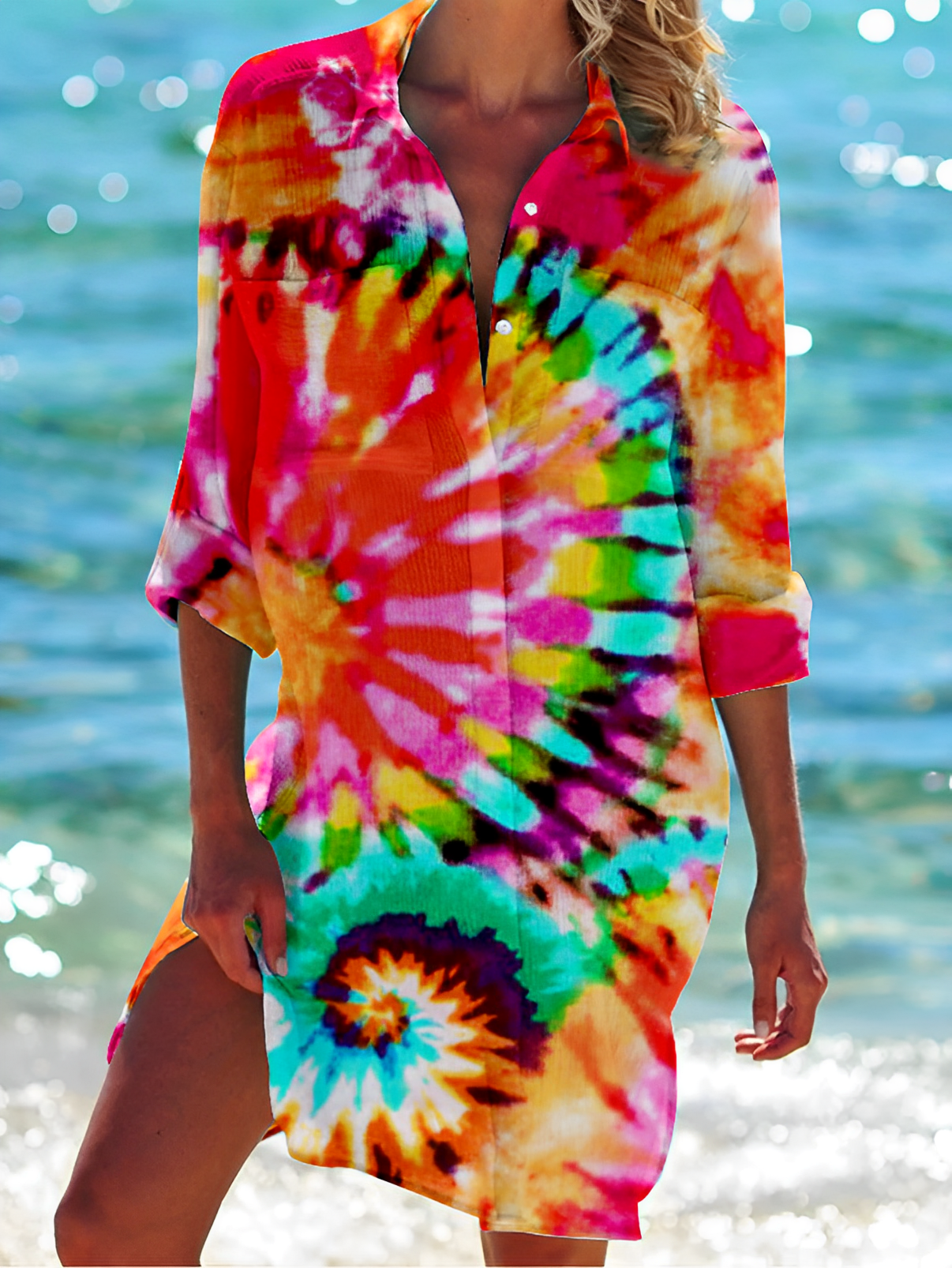 Mollie - Button-down lange bluse dames