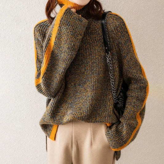 Celine Coltrui | Elegante oversized trui met oranje streep voor dames