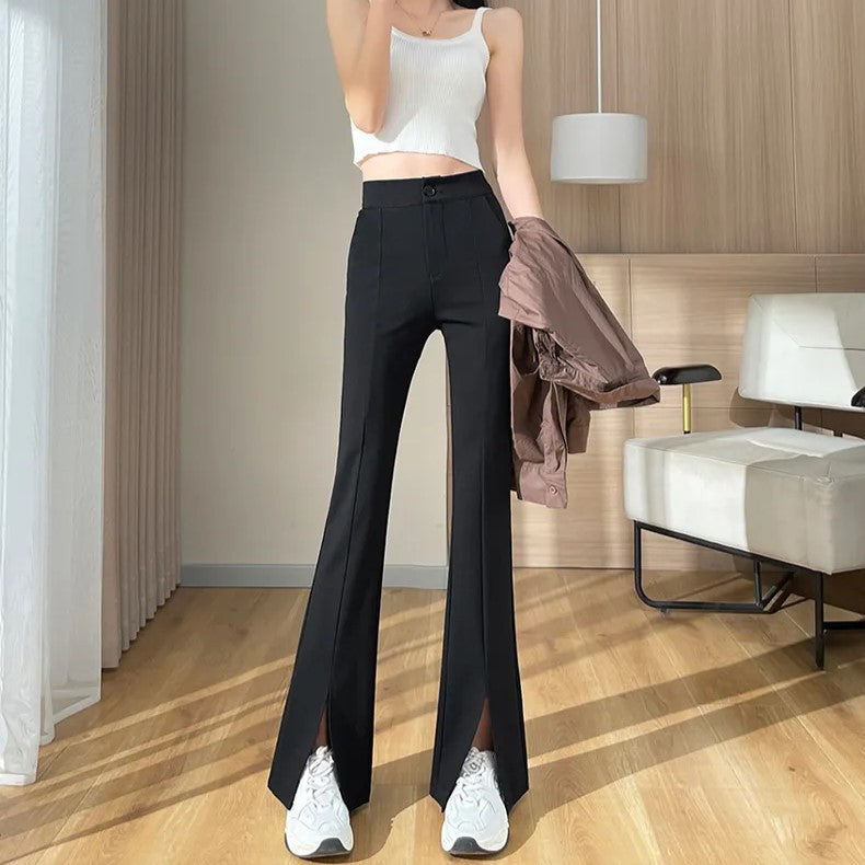 ModeParisienne® Nienna - Zwarte Broek met Split in Grote Maten