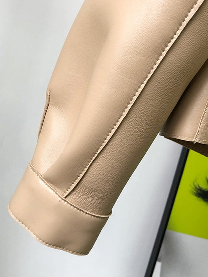 Korte leren trenchcoat