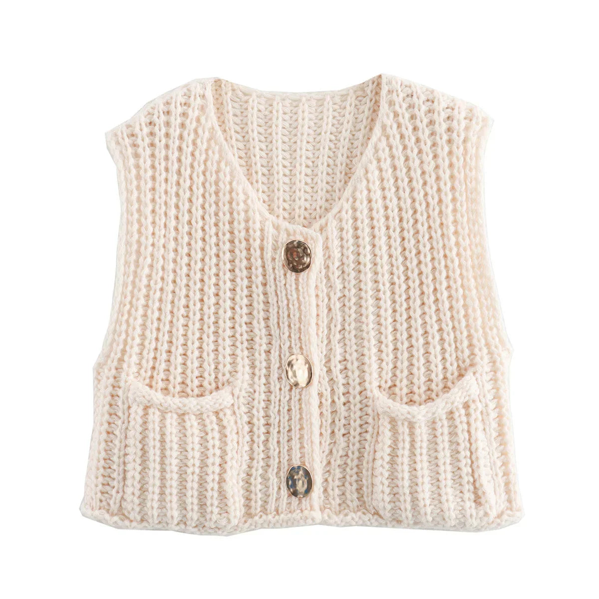 Celina Gebreide Cardigan | Elegant gebreid mouwloos vest met knopen voor dames