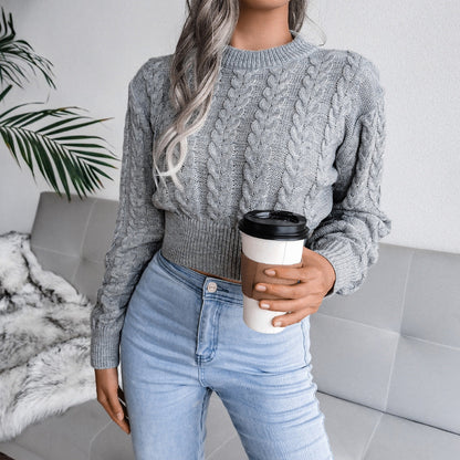 Grijze cropped trui met patroon