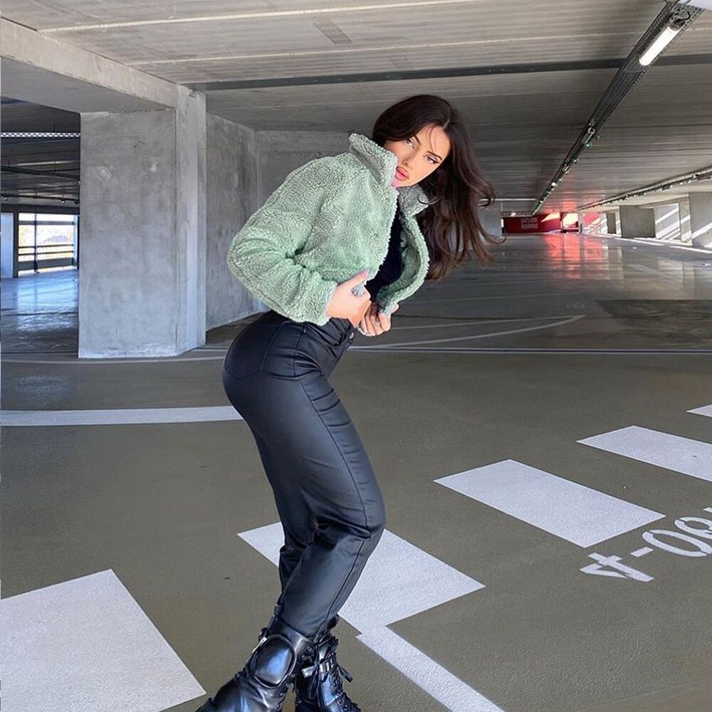 Cropped groene teddyjas