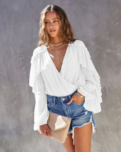 Witte body met ruffles