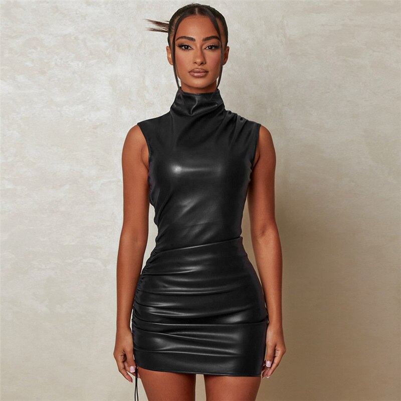 Leatherlook mini jurk