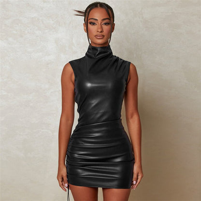 Leatherlook mini jurk