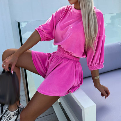 Roze velvet comfy set