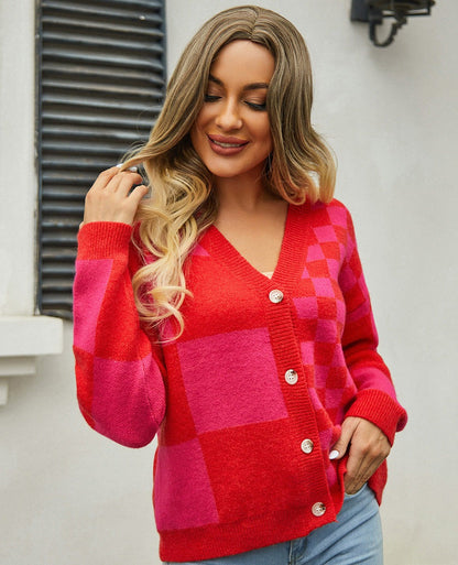 Rood/roze cardigan