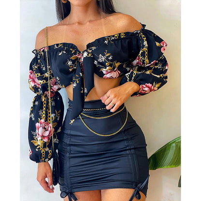 Two piece set off-shoulder top