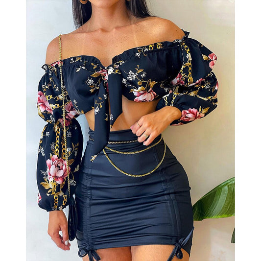 Two piece set off-shoulder top