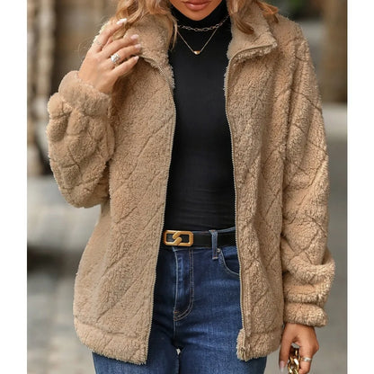 Celine Fleece Vest | Sportief warm Pluche vest met kraag en rits voor dames