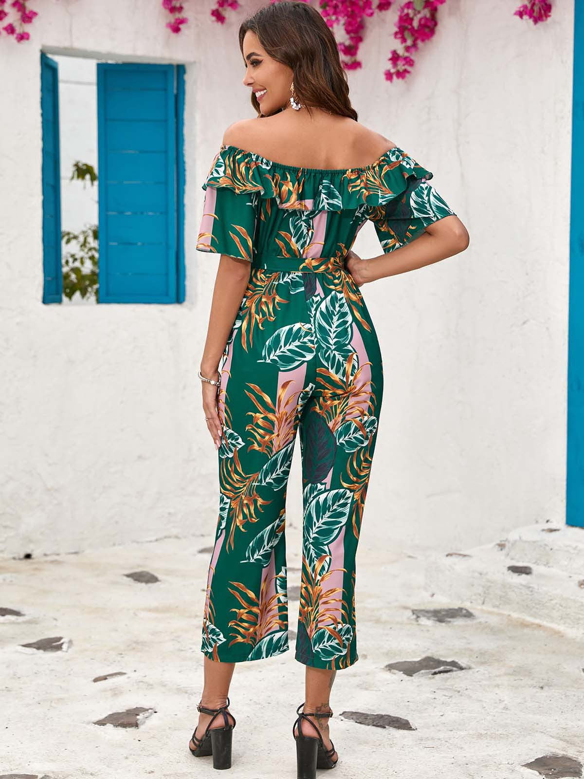 Groene jumpsuit met print