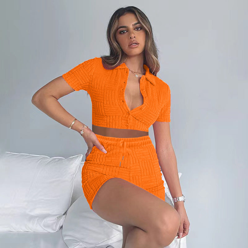 Oranje two piece set van badstof