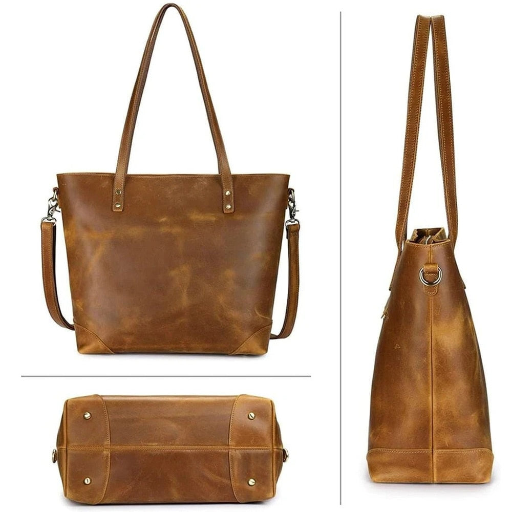 Vintage leather tote bag | stijlvol en duurzaam - geschikt voor dagelijks gebruik