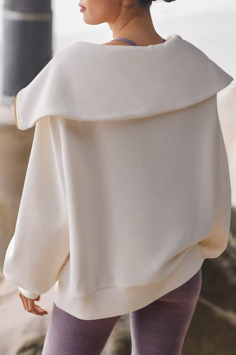 Witte oversized trui met grote kraag