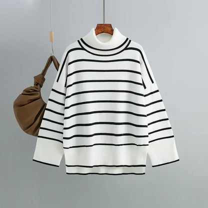 Avery Casual Trui | Vintage gebreide gestreepte dames trui