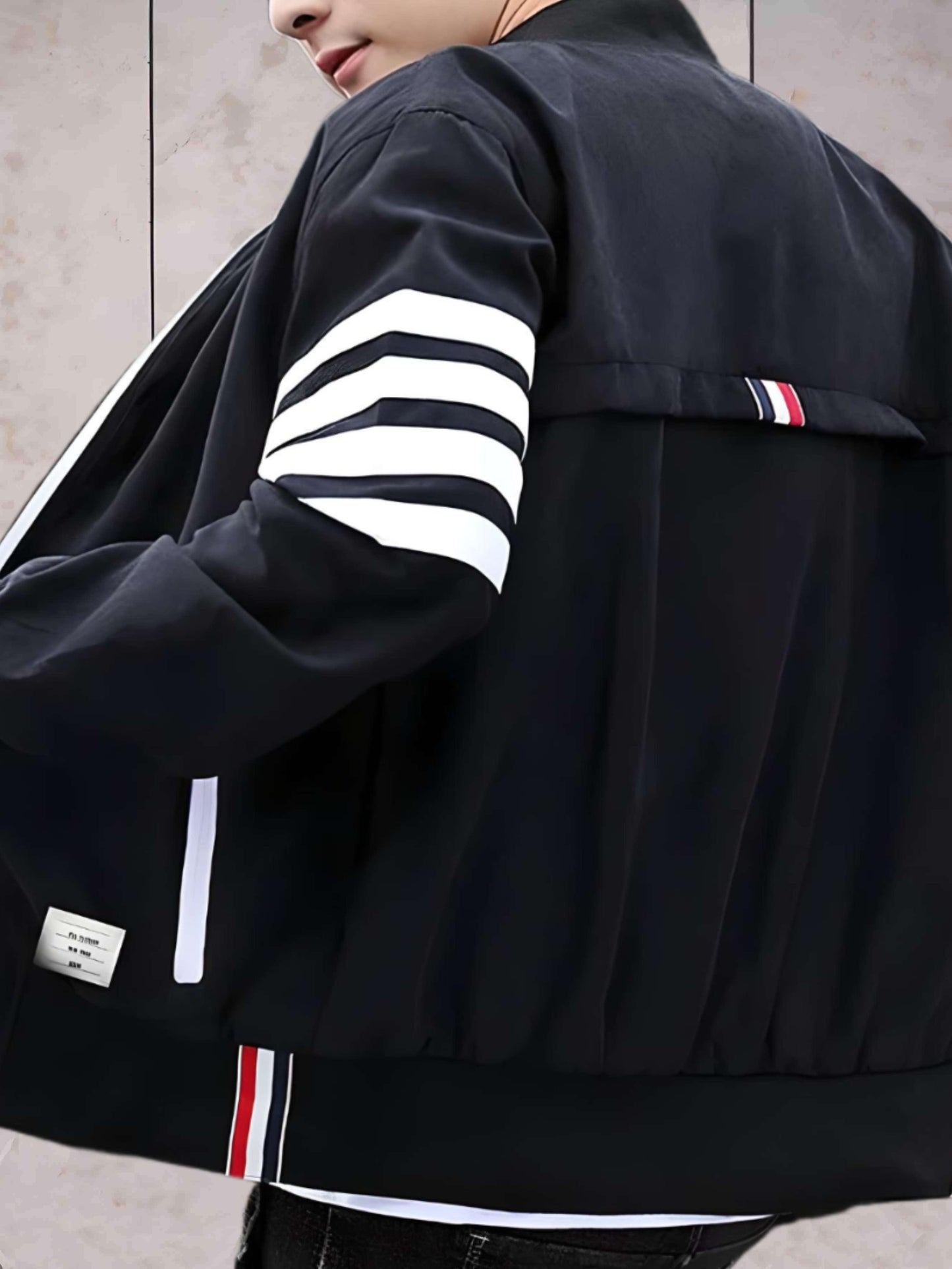 Sean - casual varsity jack met opstaande kraag en ritssluiting over de hele lengte