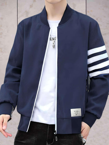Sean - casual varsity jack met opstaande kraag en ritssluiting over de hele lengte