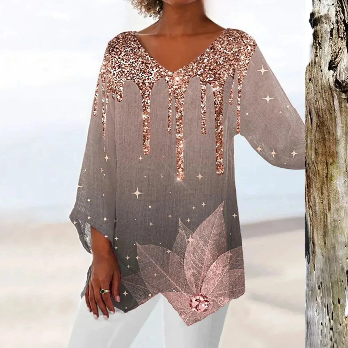 Clementine - Vintage-Top met V-hals