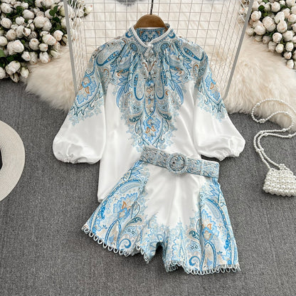 Two piece set met print