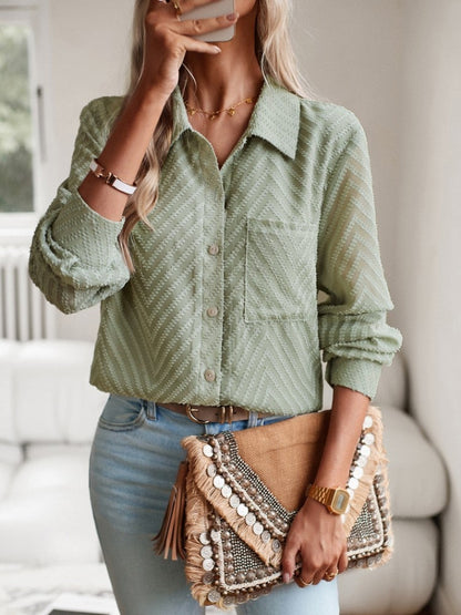 Olijf blouse met patroon