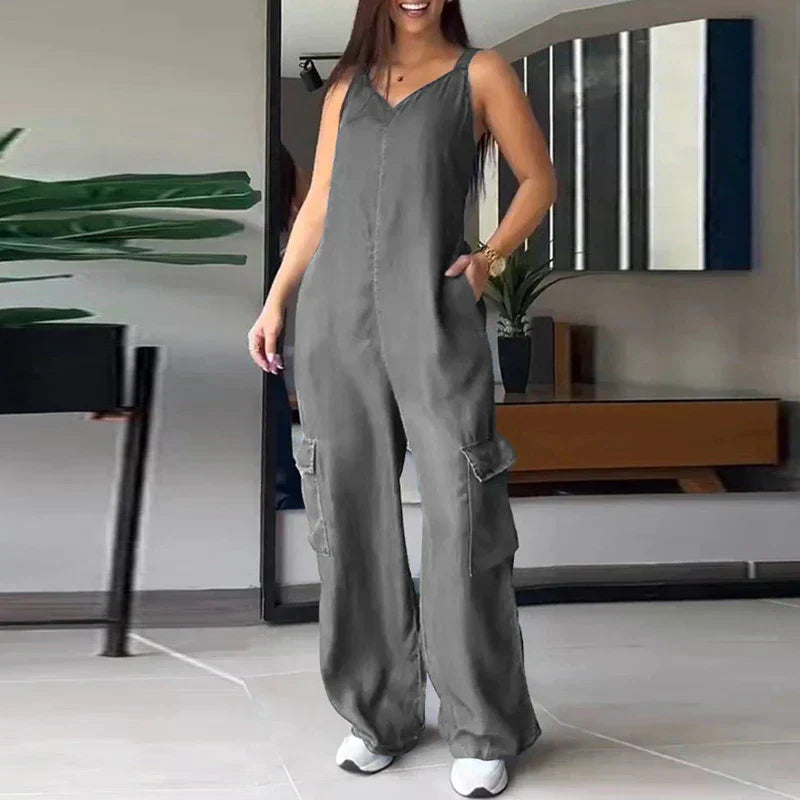 Verleidelijke Jumpsuit Van Imitatiedenim