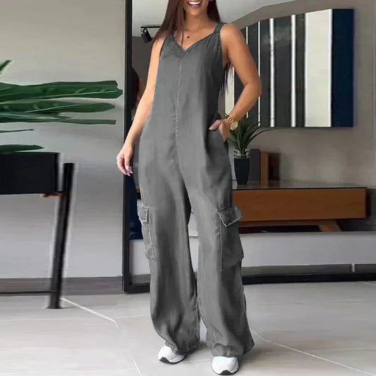 Verleidelijke Jumpsuit Van Imitatiedenim