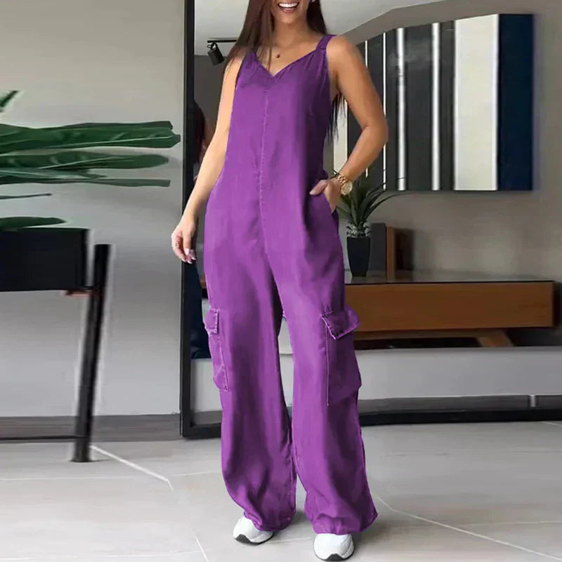 Verleidelijke Jumpsuit Van Imitatiedenim