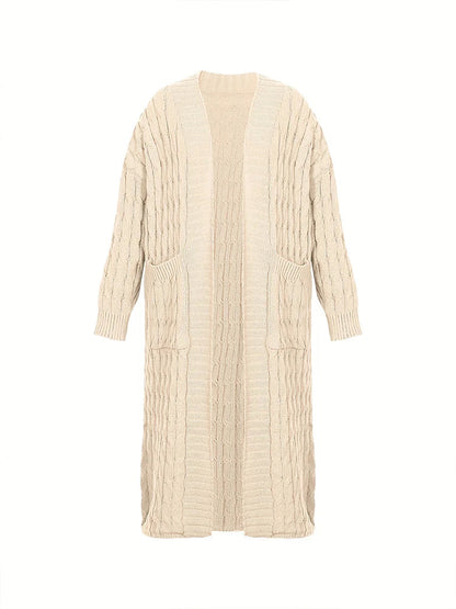 Celine Gebreide Vest | Lang Casual gebreid kabeldesign vest voor dames