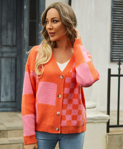 Oranje/roze cardigan