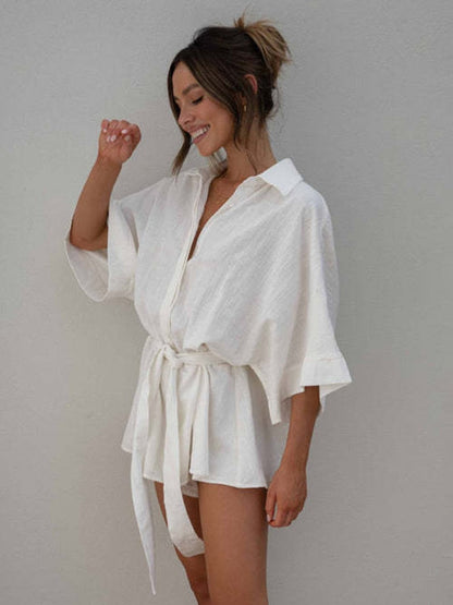 Witte linnen oversized blouse