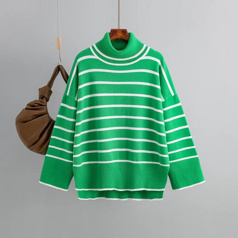 Avery Casual Trui | Vintage gebreide gestreepte dames trui