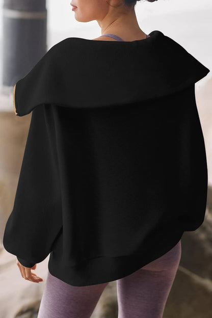 Zwarte oversized trui met grote kraag