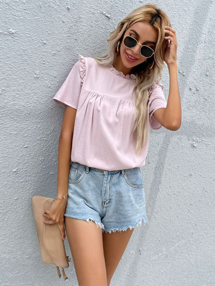 Roze top met korte mouwen