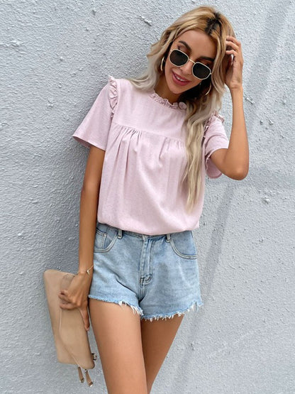 Roze top met korte mouwen