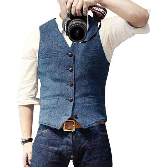 Spijker denim gilet voor heren