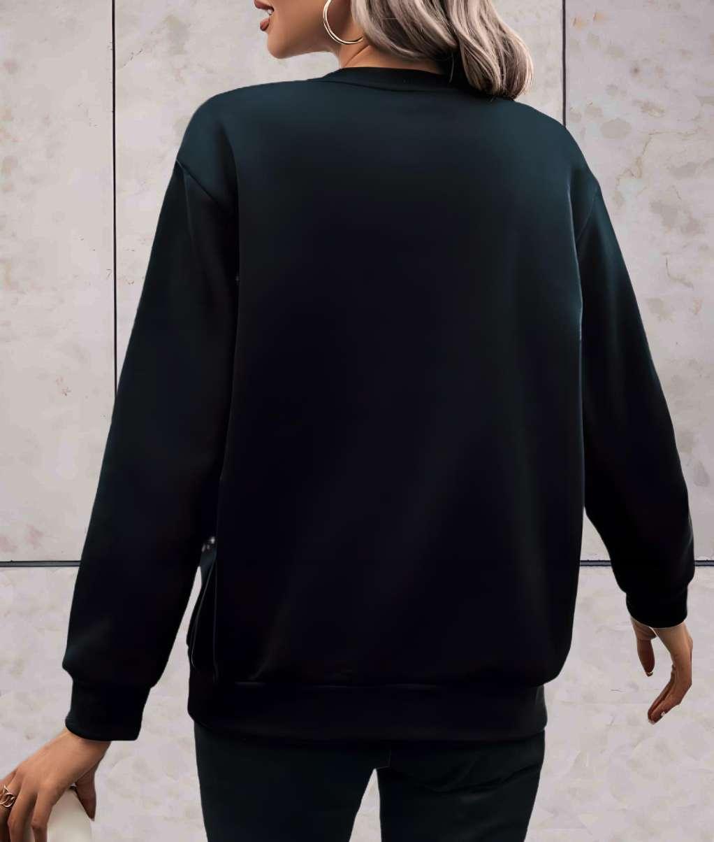 Skylar - stijlvolle comfortabele trui met lange mouwen, ronde hals, effen rug en hartjesdessin met dierenprint