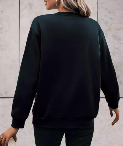 Skylar - stijlvolle comfortabele trui met lange mouwen, ronde hals, effen rug en hartjesdessin met dierenprint