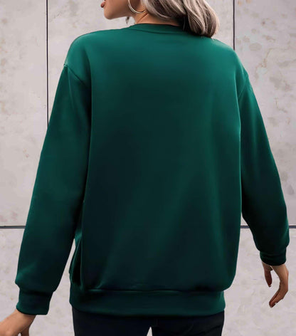 Skylar - stijlvolle comfortabele trui met lange mouwen, ronde hals, effen rug en hartjesdessin met dierenprint