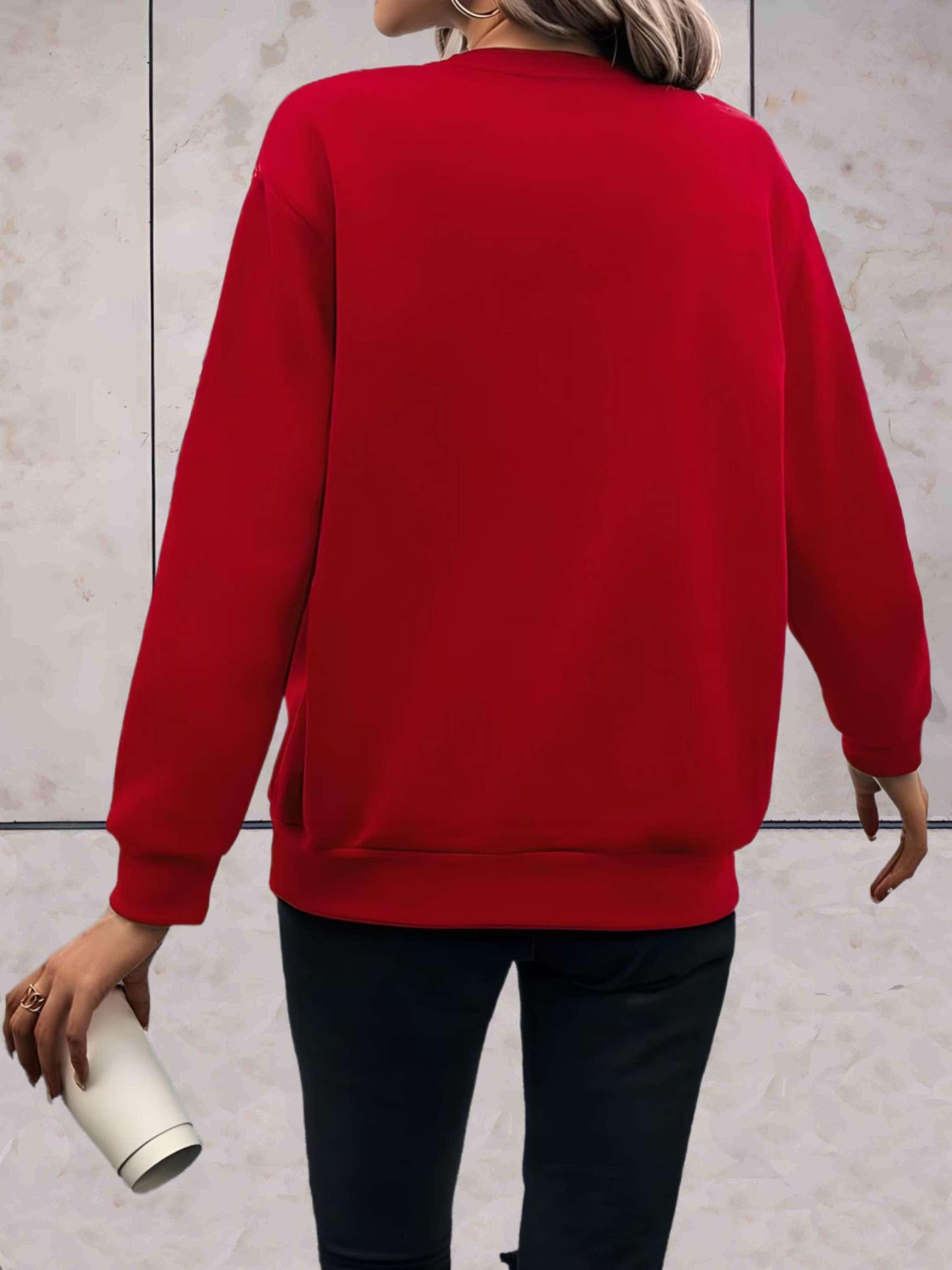 Skylar - stijlvolle comfortabele trui met lange mouwen, ronde hals, effen rug en hartjesdessin met dierenprint