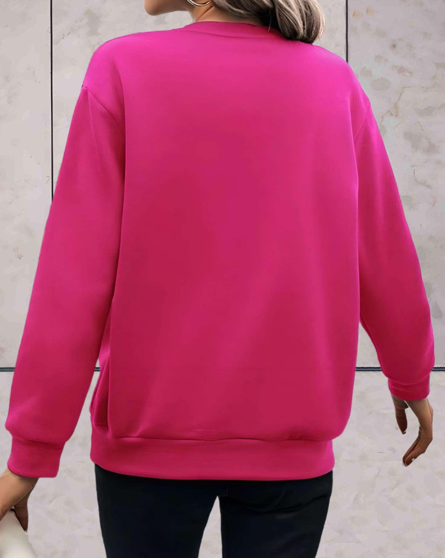 Skylar - stijlvolle comfortabele trui met lange mouwen, ronde hals, effen rug en hartjesdessin met dierenprint