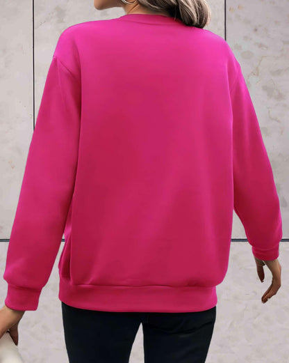 Skylar - stijlvolle comfortabele trui met lange mouwen, ronde hals, effen rug en hartjesdessin met dierenprint